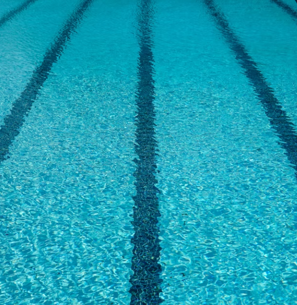 Crystal clear, balanced pool water close-up